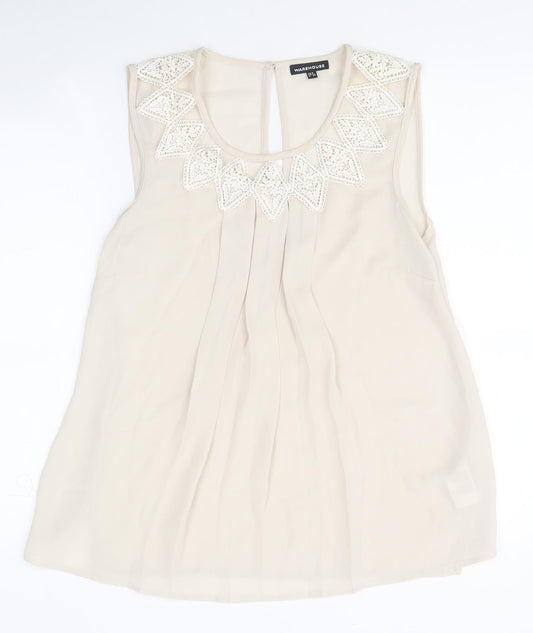 Womens UK Size 8 Warehouse Beige Basic Tank