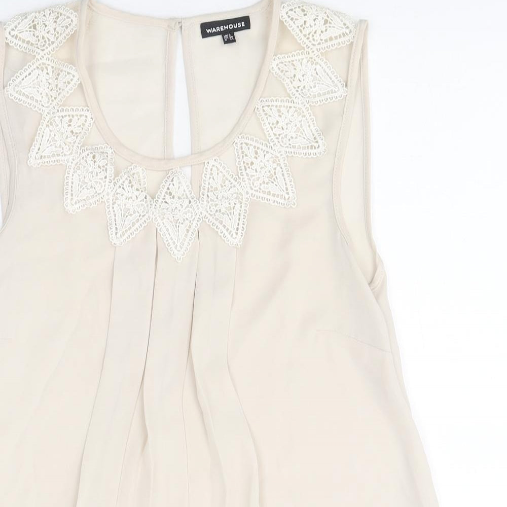 Womens UK Size 8 Warehouse Beige Basic Tank