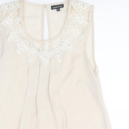 Womens UK Size 8 Warehouse Beige Basic Tank