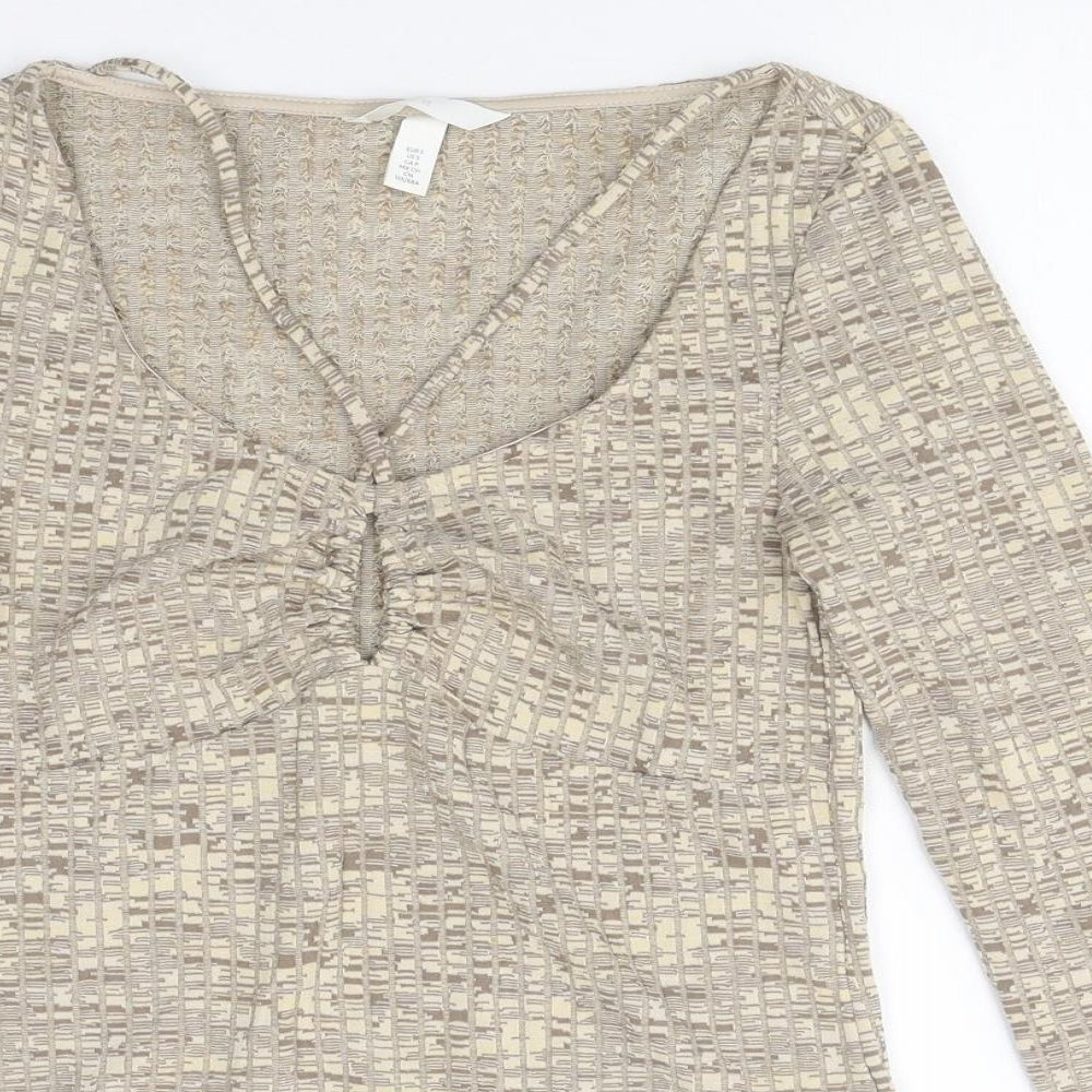 Womens UK Size S H&M Beige Basic T-Shirt
