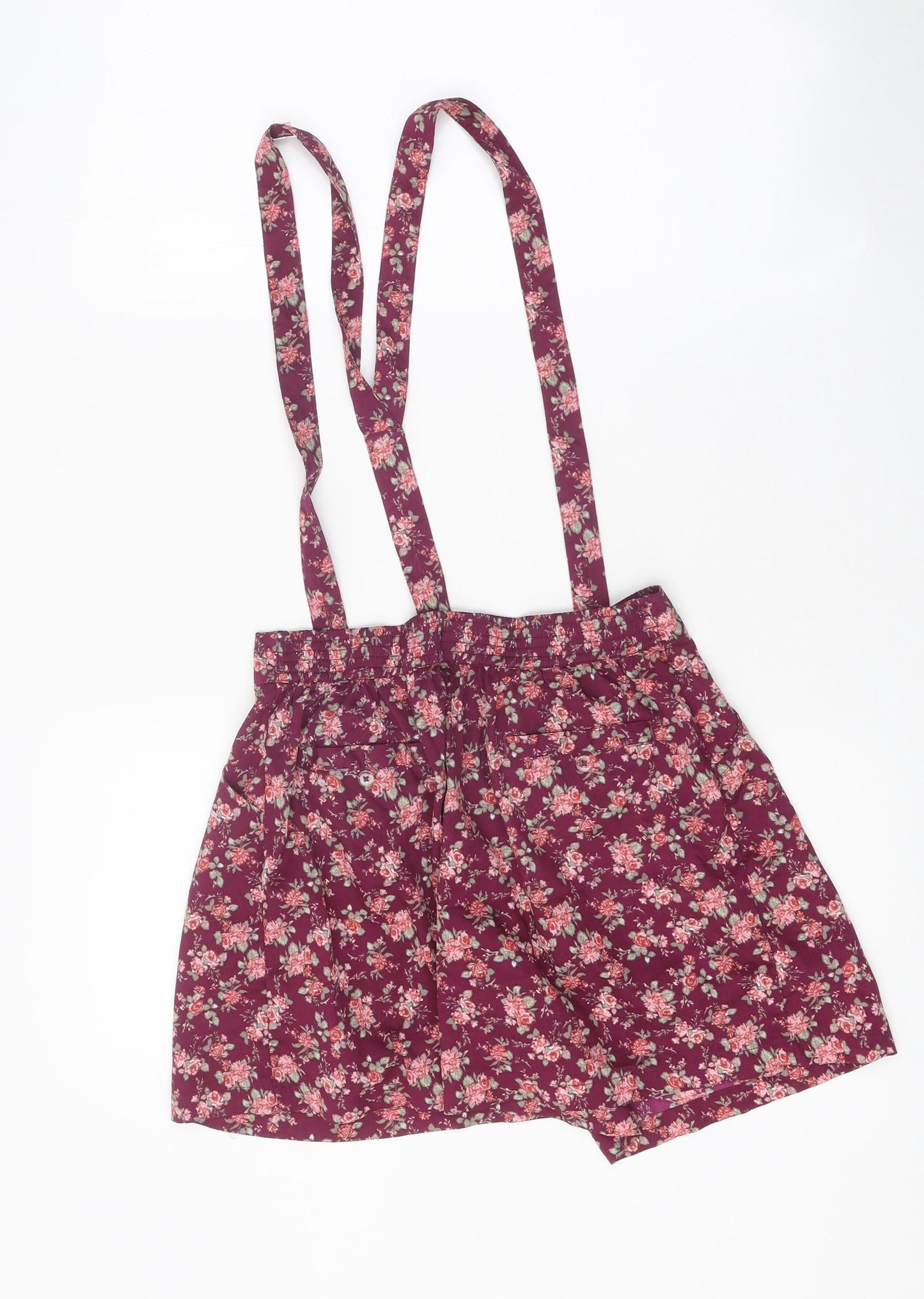 NEXT Girls Purple Floral Polyester Dungaree Shorts Shorts Size 13 Years Regular
