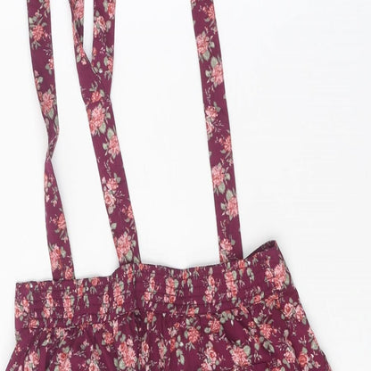 NEXT Girls Purple Floral Polyester Dungaree Shorts Shorts Size 13 Years Regular