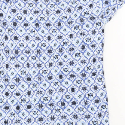 George Womens Blue Geometric Polyester Basic T-Shirt Size 8 Round Neck
