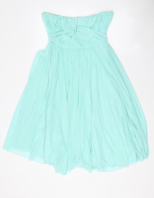 ASOS Womens Blue Polyester Mini Size 10 Off the Shoulder Zip