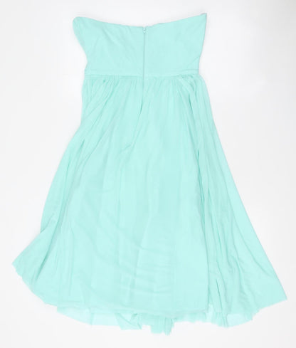 ASOS Womens Blue Polyester Mini Size 10 Off the Shoulder Zip