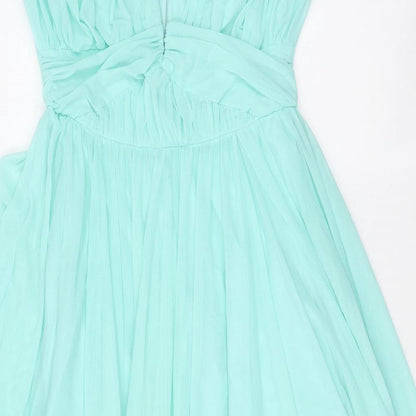 ASOS Womens Blue Polyester Mini Size 10 Off the Shoulder Zip