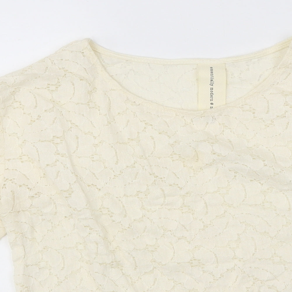 Womens UK Size 10 Preworn Ivory Basic Blouse