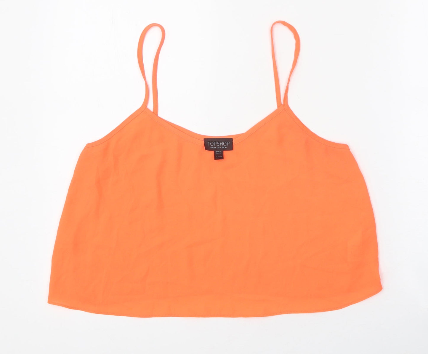 Womens UK Size 10 Topshop Orange Basic Tank