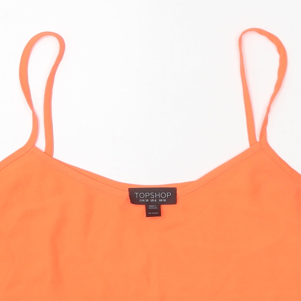 Womens UK Size 10 Topshop Orange Basic Tank