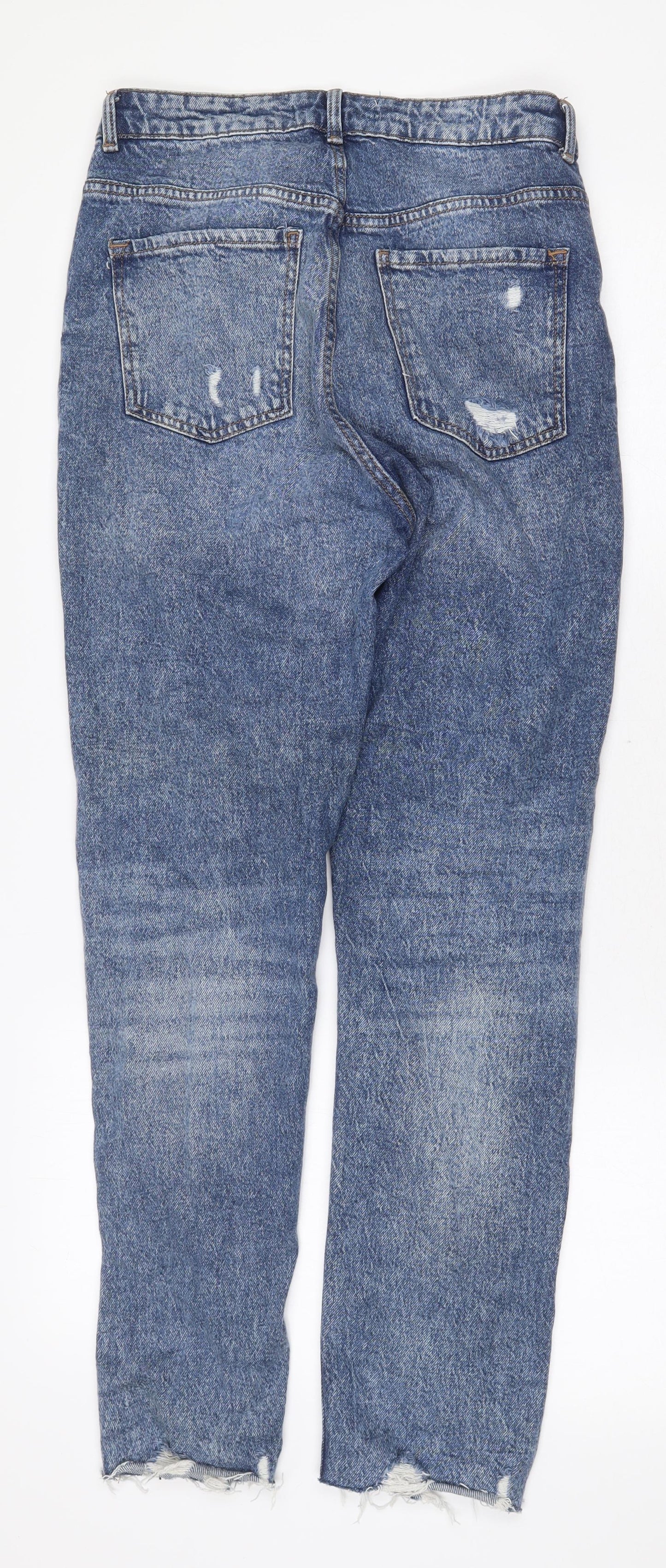 Denim & Co. Womens Blue Cotton Straight Jeans Size 8 Regular Zip