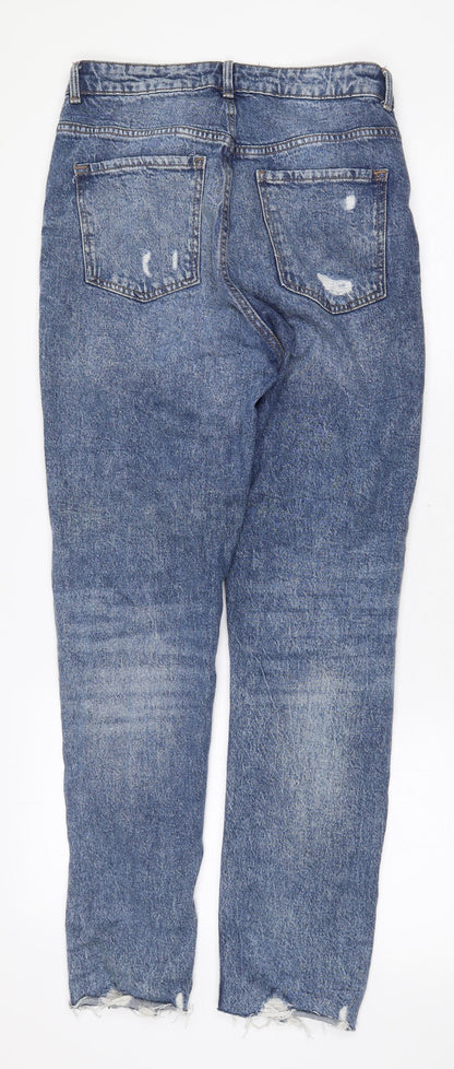 Denim & Co. Womens Blue Cotton Straight Jeans Size 8 Regular Zip