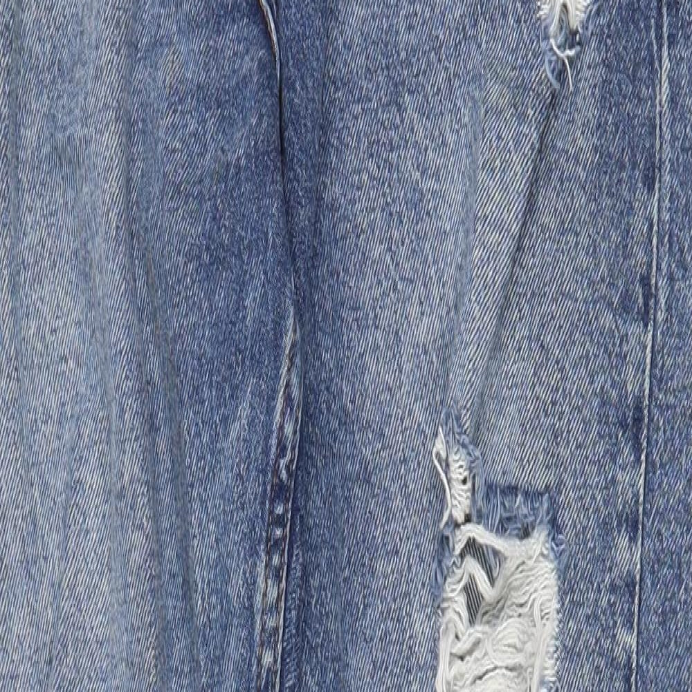 Denim & Co. Womens Blue Cotton Straight Jeans Size 8 Regular Zip