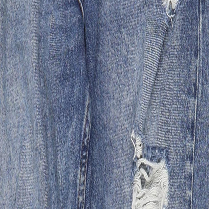 Denim & Co. Womens Blue Cotton Straight Jeans Size 8 Regular Zip