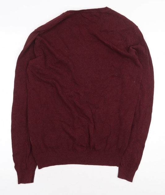 George Mens Red V-Neck Cotton Pullover Jumper Size S