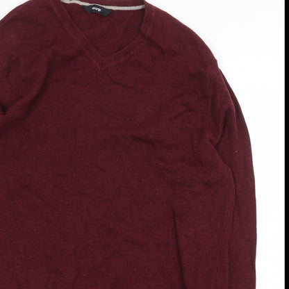 George Mens Red V-Neck Cotton Pullover Jumper Size S