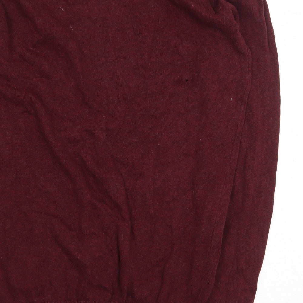 George Mens Red V-Neck Cotton Pullover Jumper Size S