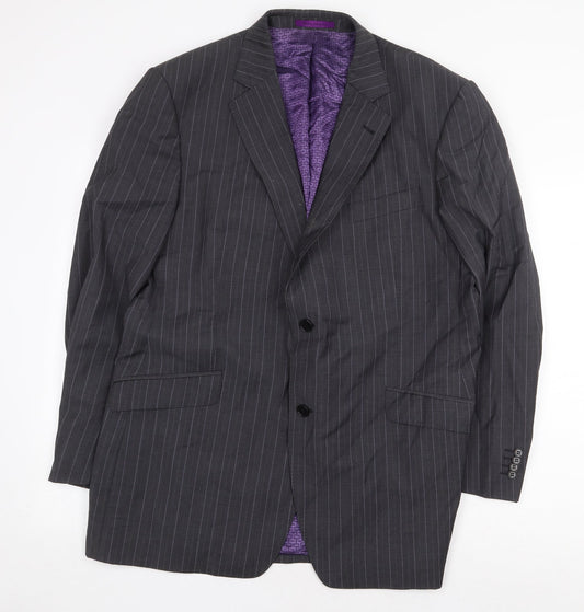Balmain Mens Grey Striped Wool Jacket Blazer Size 44
