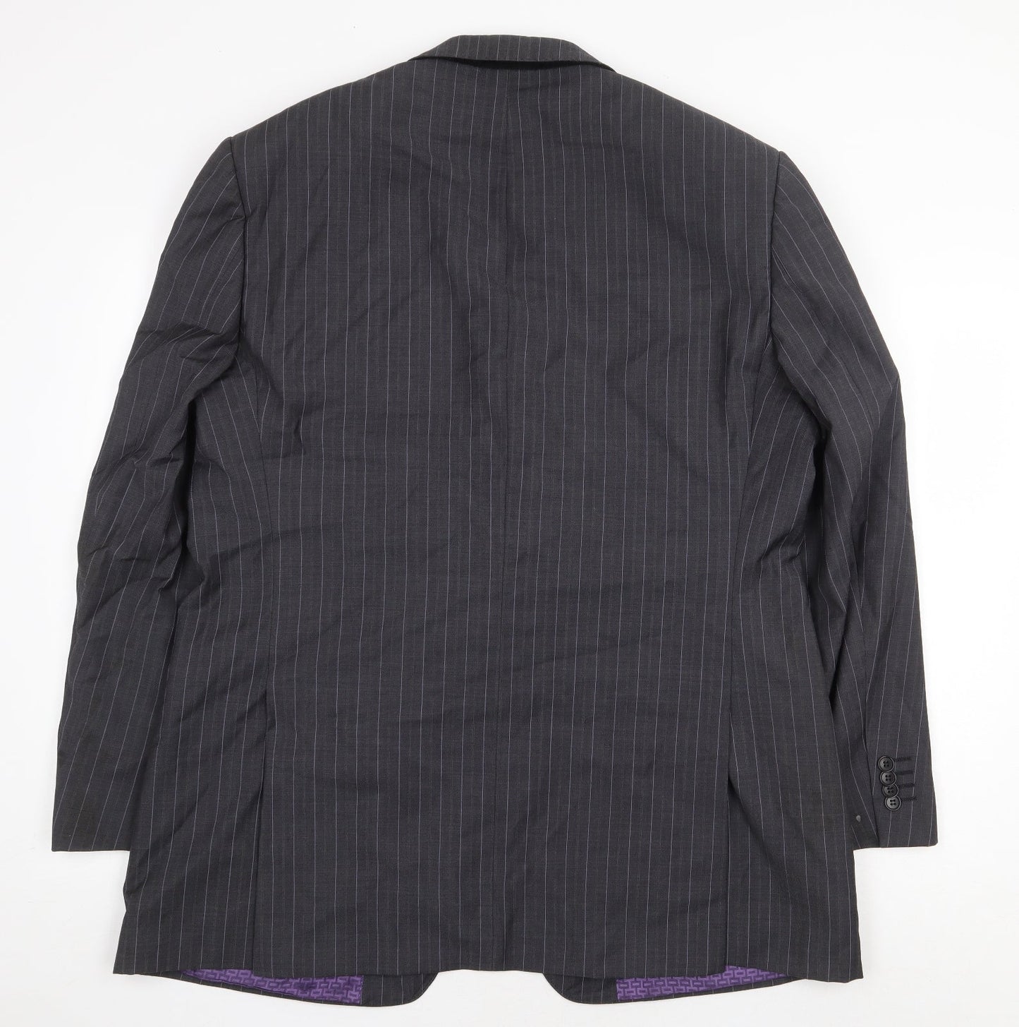 Balmain Mens Grey Striped Wool Jacket Blazer Size 44