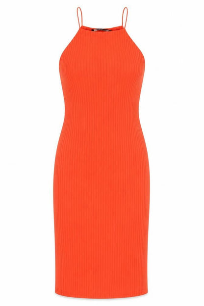 Missguided Womens Orange Polyester Pencil Dress Size 8 Square Neck Pullover