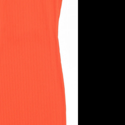 Missguided Womens Orange Polyester Pencil Dress Size 8 Square Neck Pullover