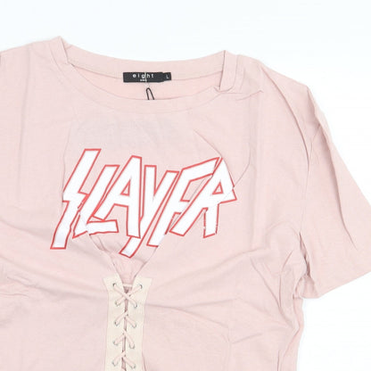 Womens UK Size L Eight Paris Pink Basic T-Shirt