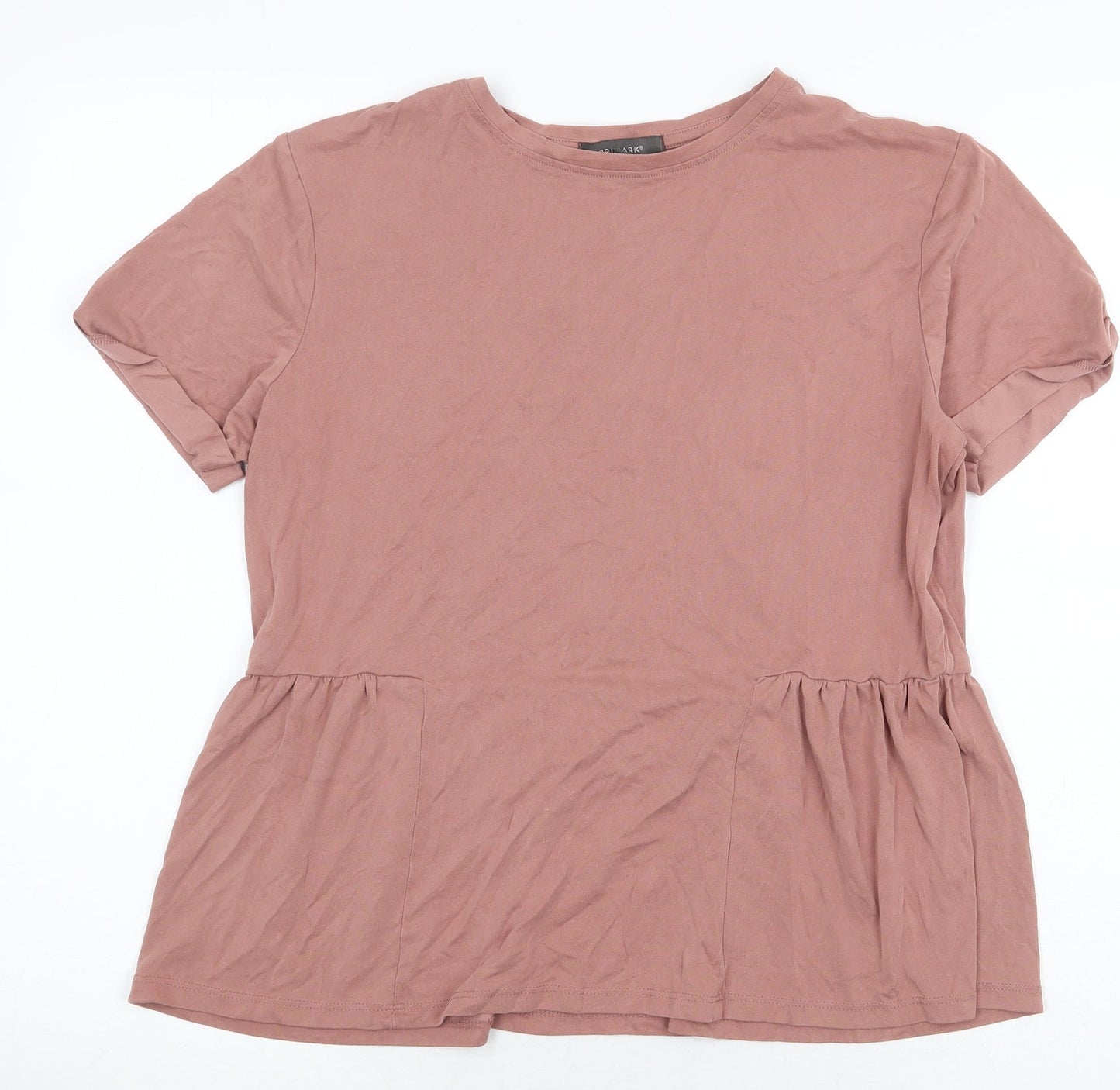 Primark Womens Pink Modal Basic T-Shirt Size S Crew Neck - Peplum