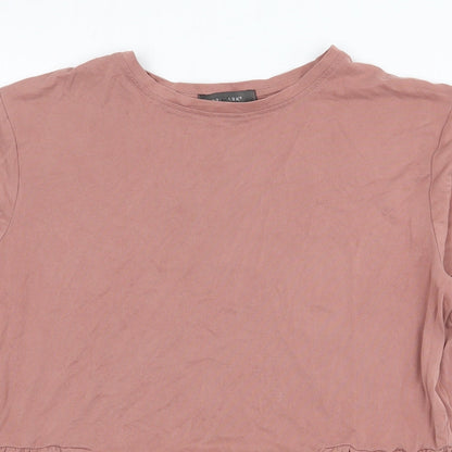 Primark Womens Pink Modal Basic T-Shirt Size S Crew Neck - Peplum