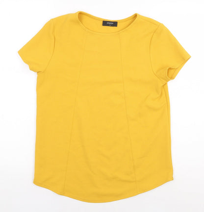 Papaya Womens Yellow Polyester Basic T-Shirt Size 8 Crew Neck