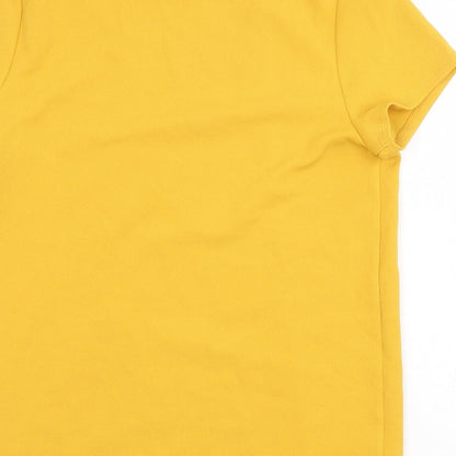 Papaya Womens Yellow Polyester Basic T-Shirt Size 8 Crew Neck