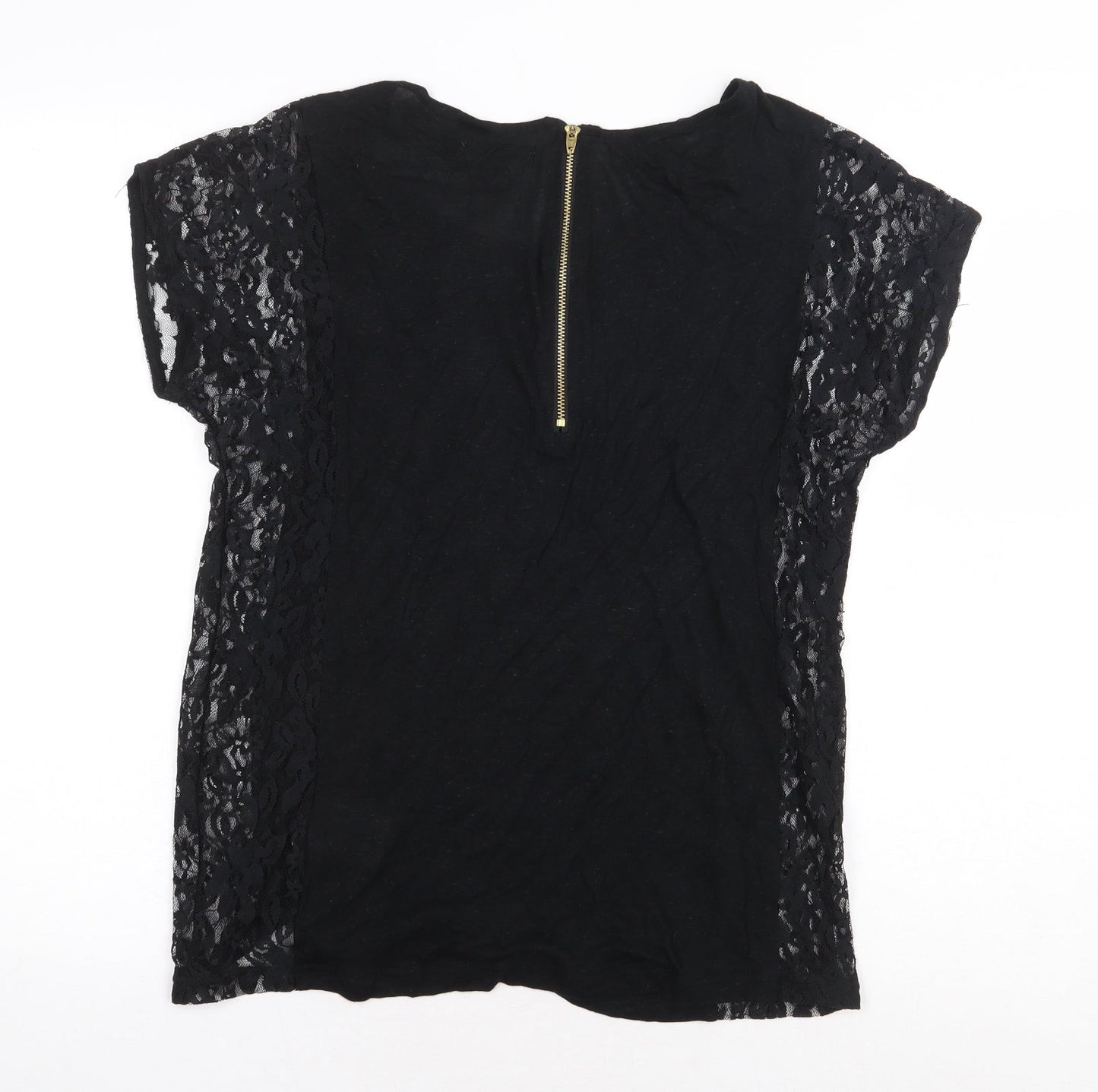 Womens UK Size M Soaked in Luxury Black Basic Blouse