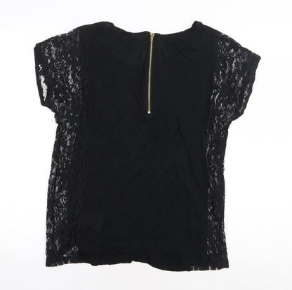 Womens UK Size M Soaked in Luxury Black Basic Blouse