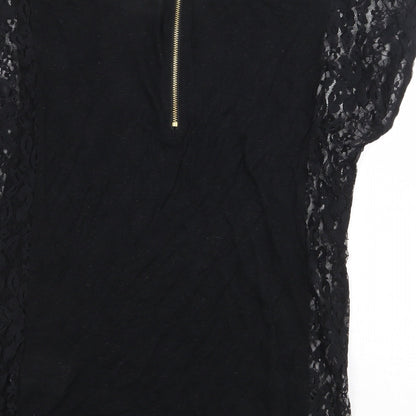 Womens UK Size M Soaked in Luxury Black Basic Blouse