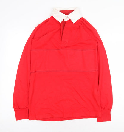 Preworn Boys Red Acrylic Basic Polo Size L Round Neck Button