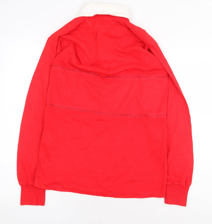 Preworn Boys Red Acrylic Basic Polo Size L Round Neck Button