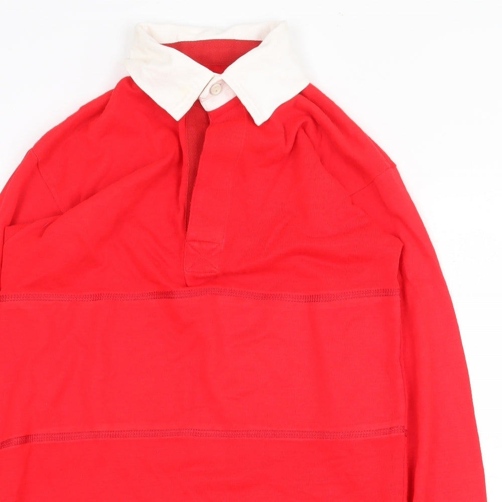 Preworn Boys Red Acrylic Basic Polo Size L Round Neck Button