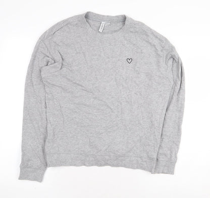 H&M Womens Grey Cotton Pullover Sweatshirt Size M Pullover - Heart