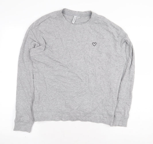H&M Womens Grey Cotton Pullover Sweatshirt Size M Pullover - Heart
