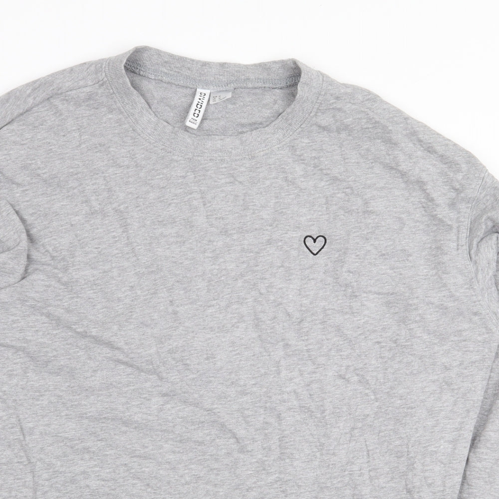 H&M Womens Grey Cotton Pullover Sweatshirt Size M Pullover - Heart