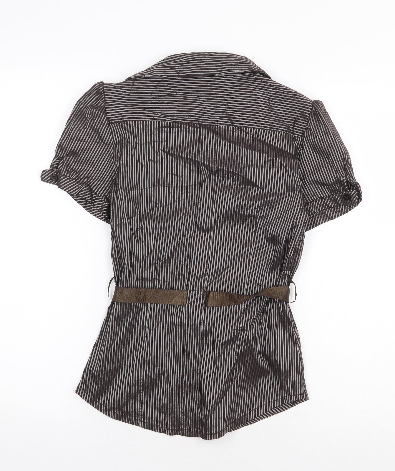 Womens UK Size 4XL Voyelles Brown Basic Button-Up