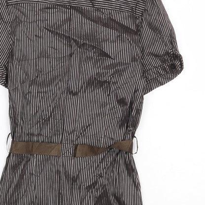 Womens UK Size 4XL Voyelles Brown Basic Button-Up