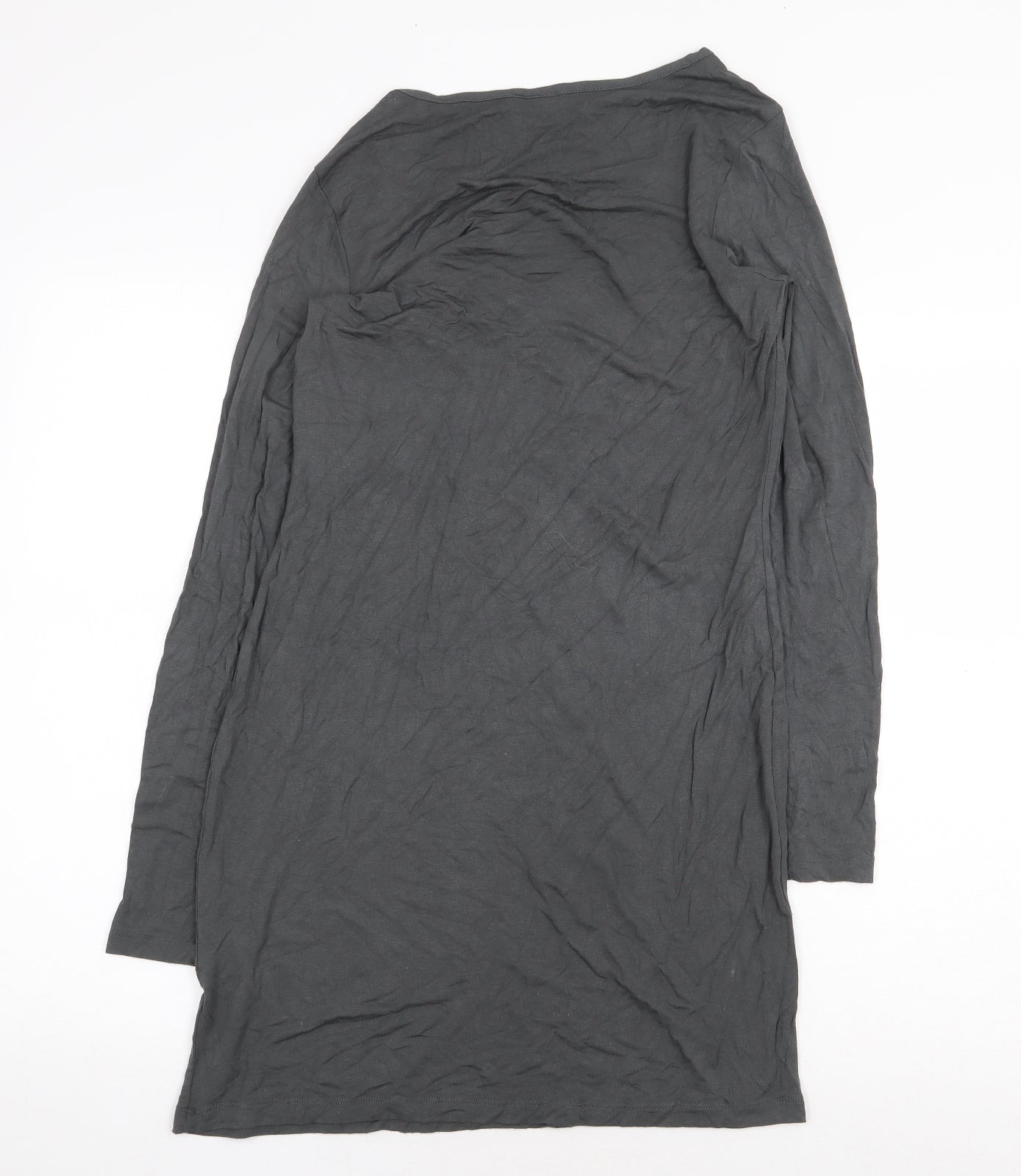 TG Womens Grey Viscose Tunic Blouse Size 10 Boat Neck
