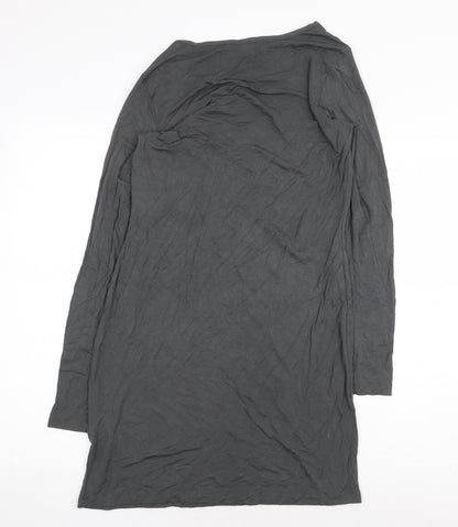 TG Womens Grey Viscose Tunic Blouse Size 10 Boat Neck