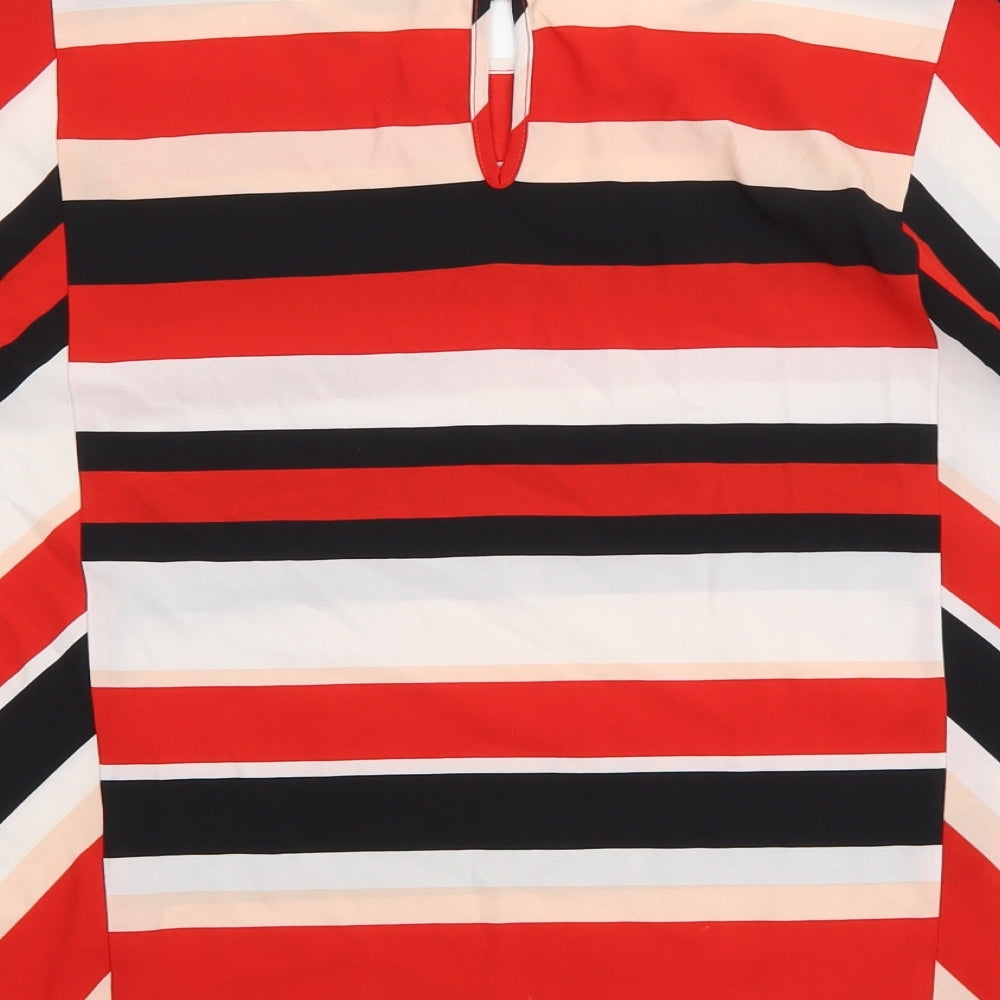 Papaya Womens Multicoloured Striped Polyester Basic Blouse Size 12 Boat Neck