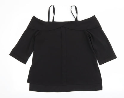 River Island Womens Black Polyester Basic Blouse Size 8 Off the Shoulder