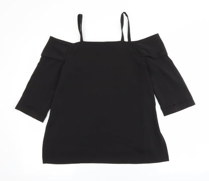River Island Womens Black Polyester Basic Blouse Size 8 Off the Shoulder