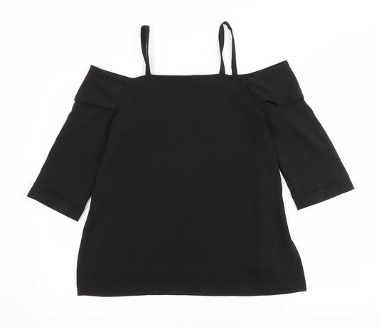 River Island Womens Black Polyester Basic Blouse Size 8 Off the Shoulder