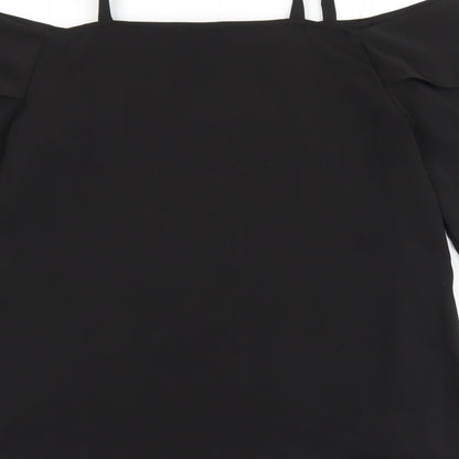 River Island Womens Black Polyester Basic Blouse Size 8 Off the Shoulder
