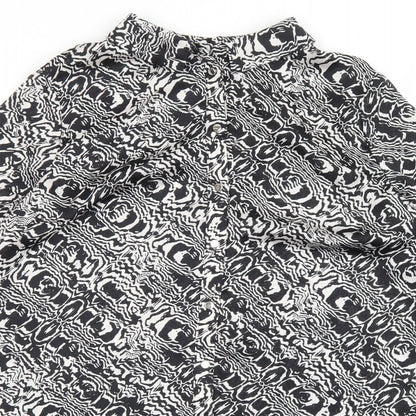 Womens UK Size 10 M&Co Black Basic Button-Up