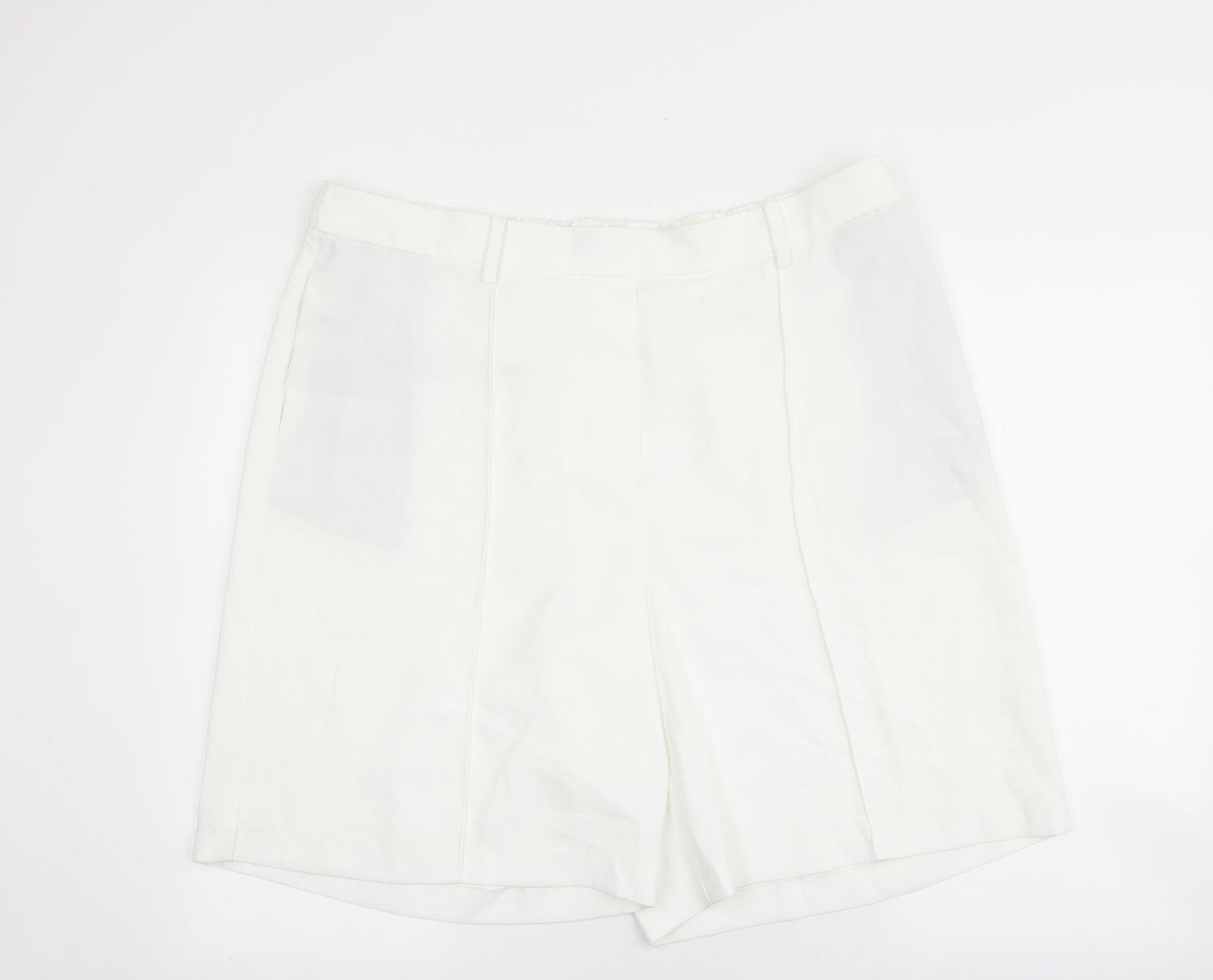 Marks and Spencer Womens White Polyester Culotte Shorts Size 20 L9 in Regular Pull On