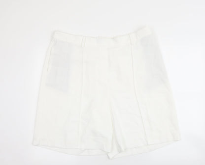 Marks and Spencer Womens White Polyester Culotte Shorts Size 20 L9 in Regular Pull On